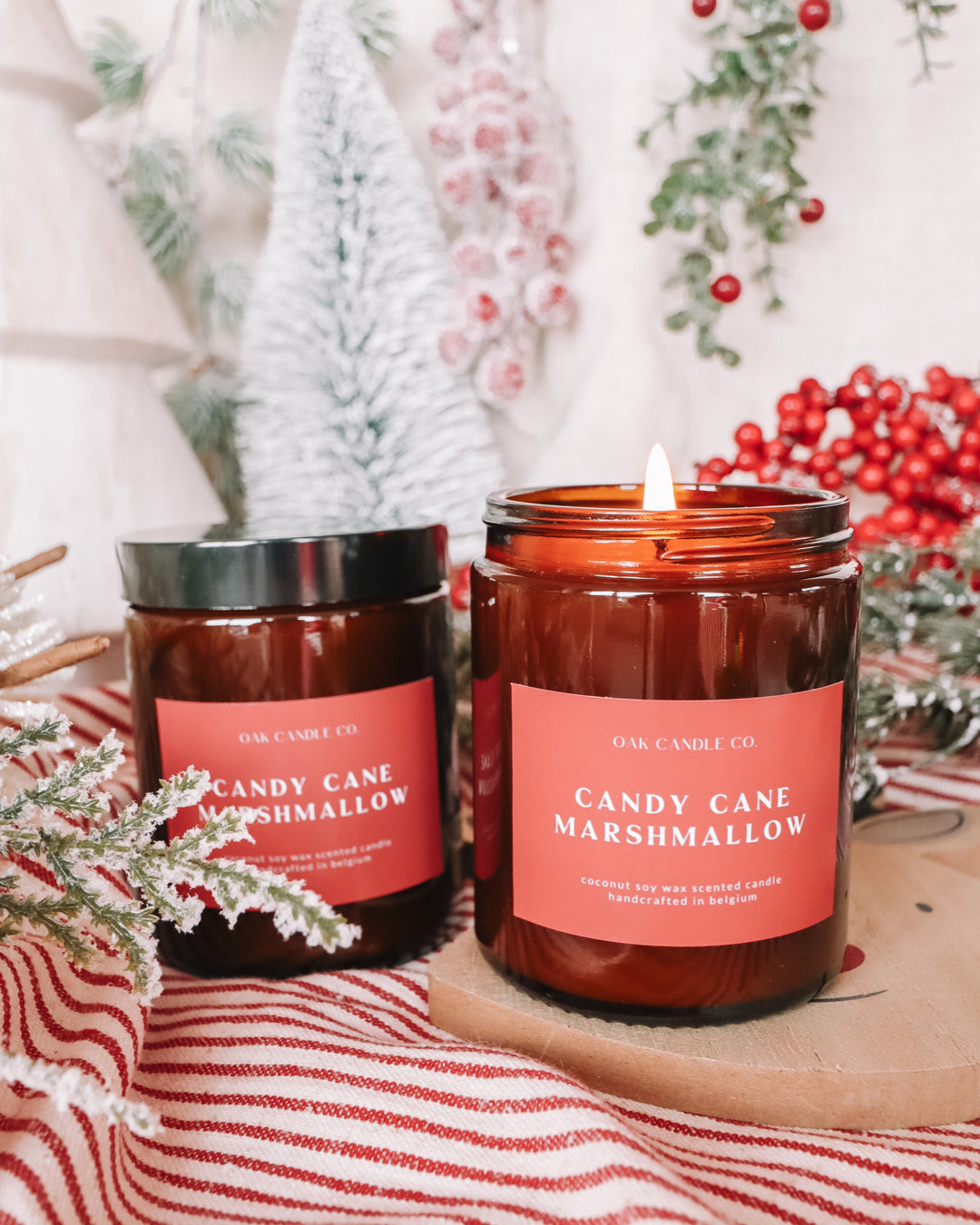 Candy Cane Marshmallow Amber Jar Candle