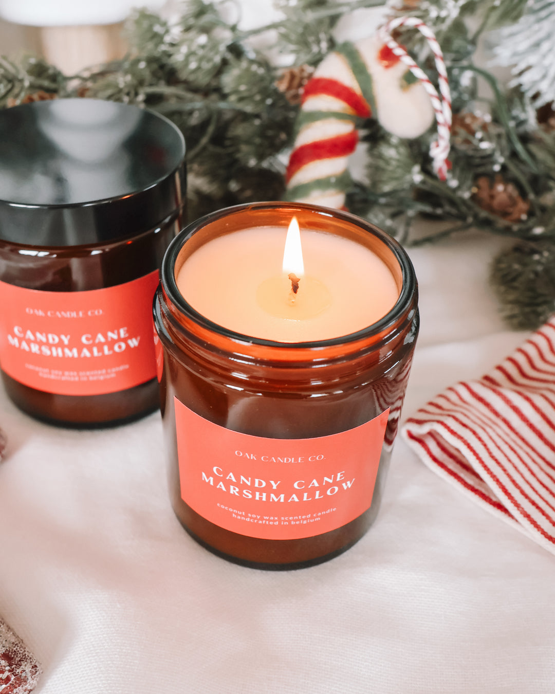 Candy Cane Marshmallow Amber Jar Candle