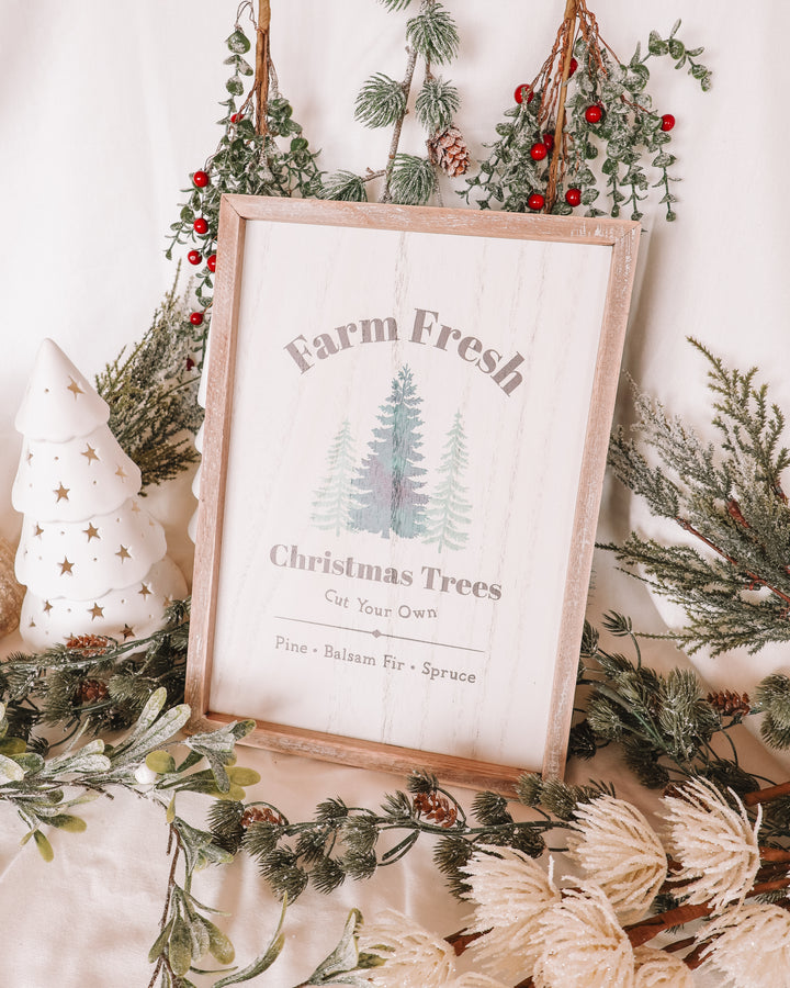 Farm Fresh Christmas Trees Framed Wall Art Print