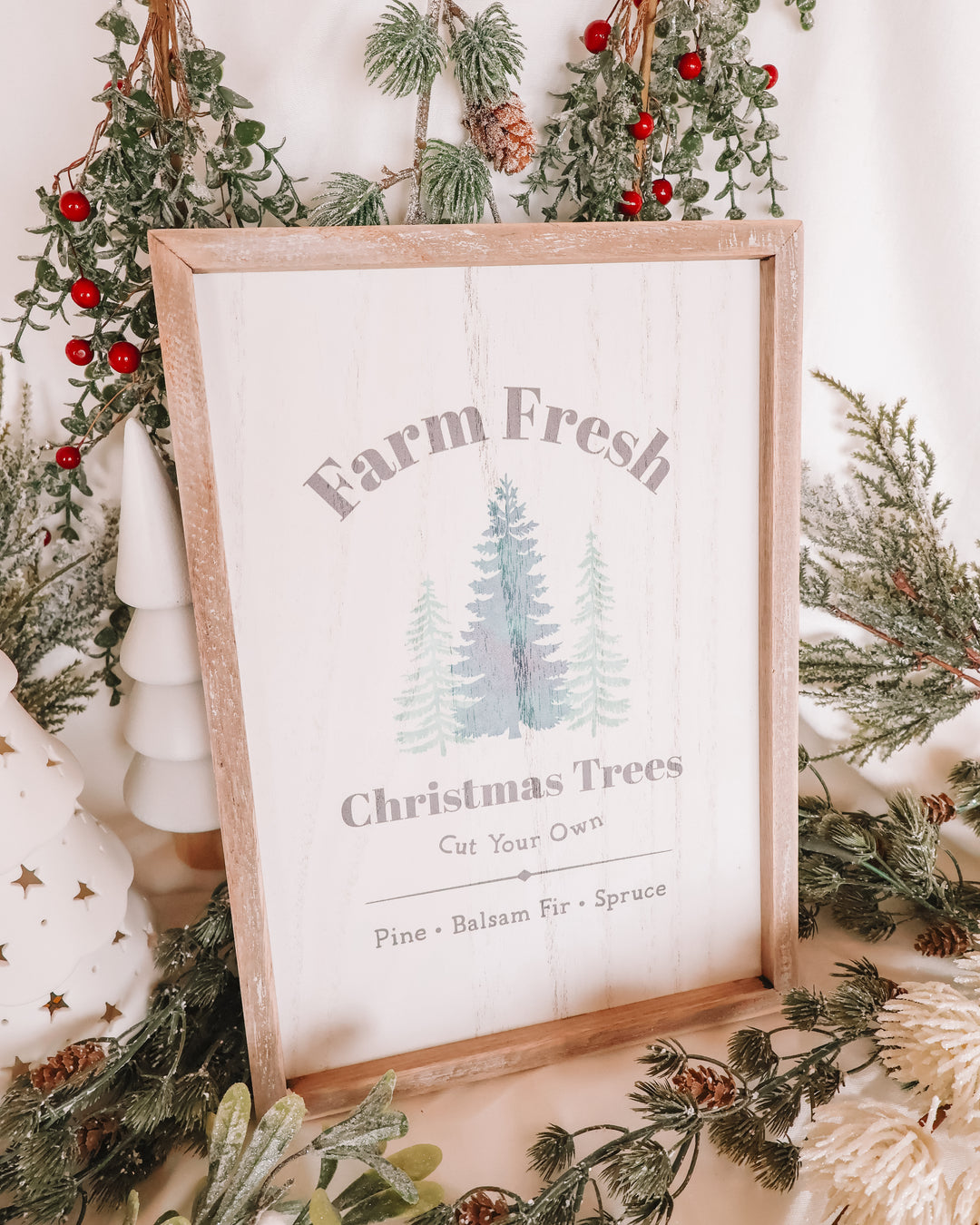 Farm Fresh Christmas Trees Framed Wall Art Print