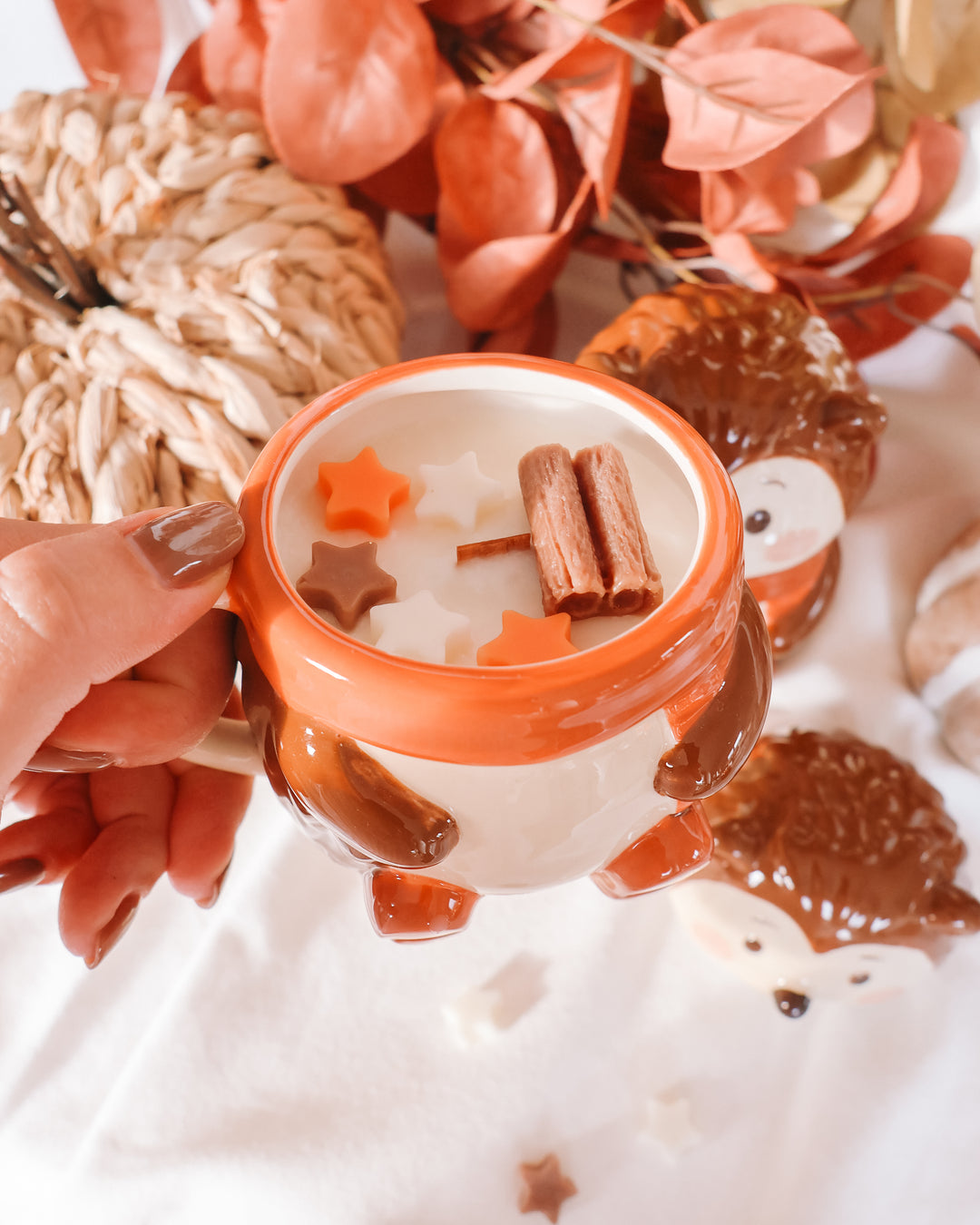 Hedgehog Lidded Coffee Mug Candle