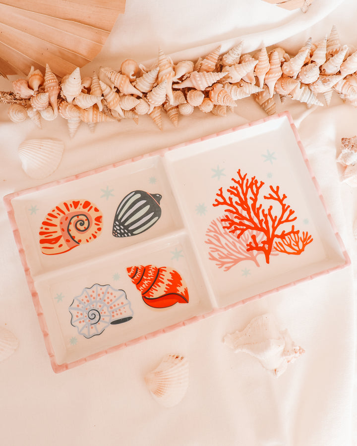 Pastel Shell & Coral Coastal Trinket Tray