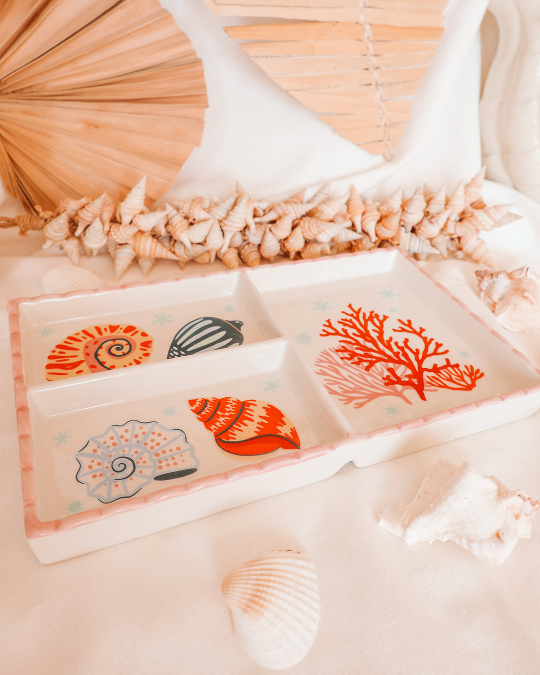 Pastel Shell & Coral Coastal Trinket Tray