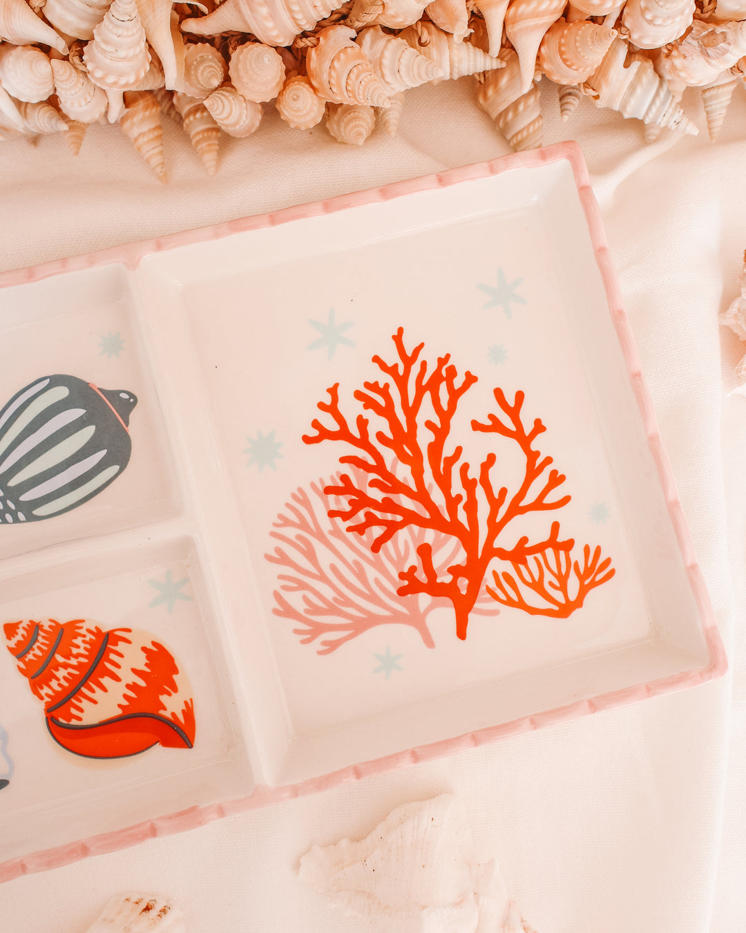 Pastel Shell & Coral Coastal Trinket Tray