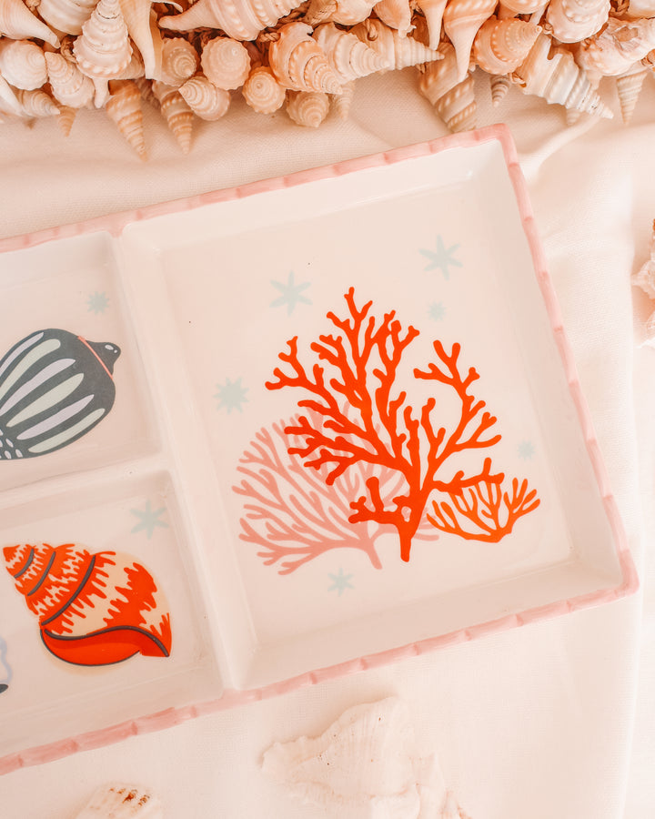 Pastel Shell & Coral Coastal Trinket Tray