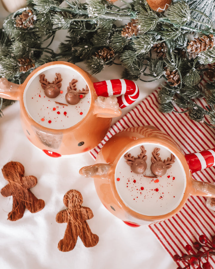 Reindeer Coffee Mug Candle