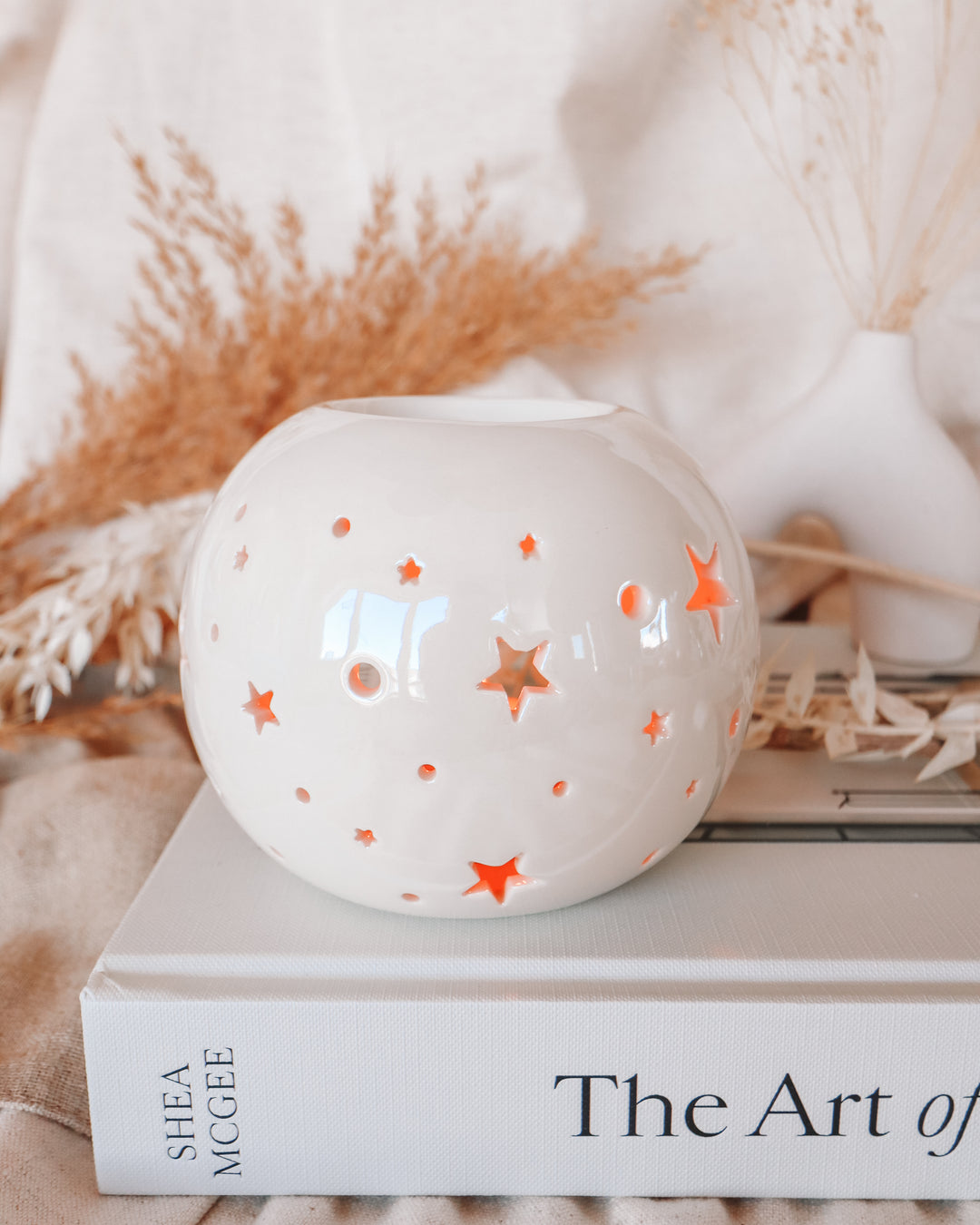 Stars White Iridescent Wax Melter