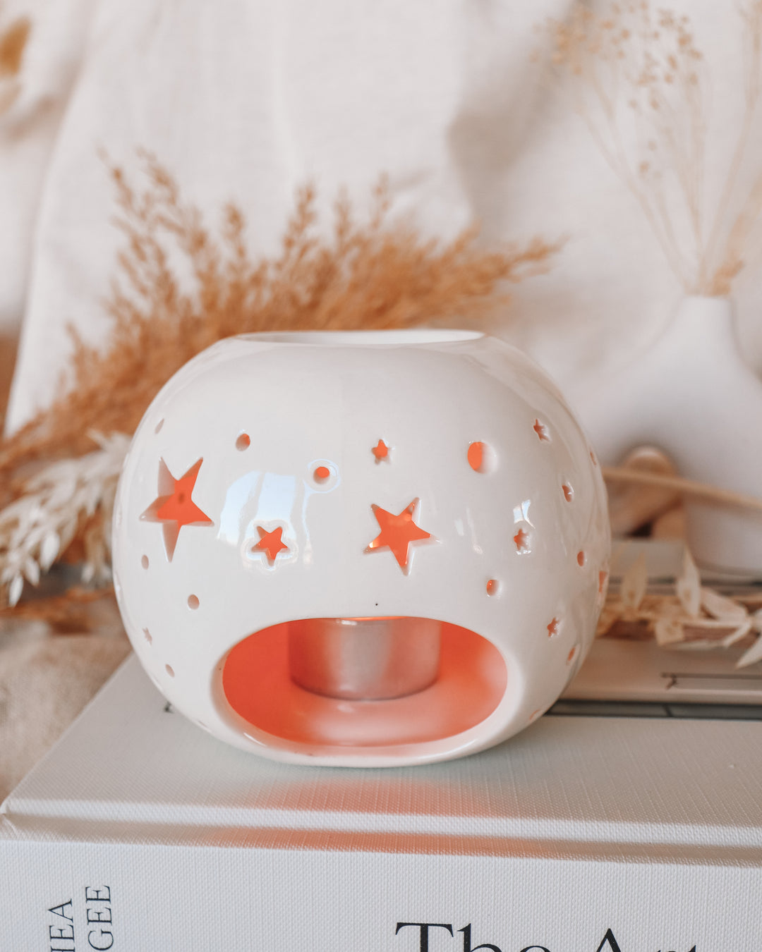 Stars White Iridescent Wax Melter